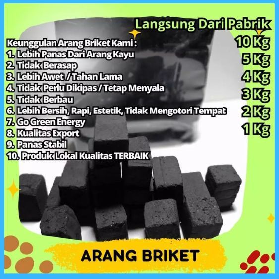 5 KG Arang Briket Arang Batok Kelapa Arang Bukhur Arang Aktif Arang Grade A Arang Briket Kualitas Ex