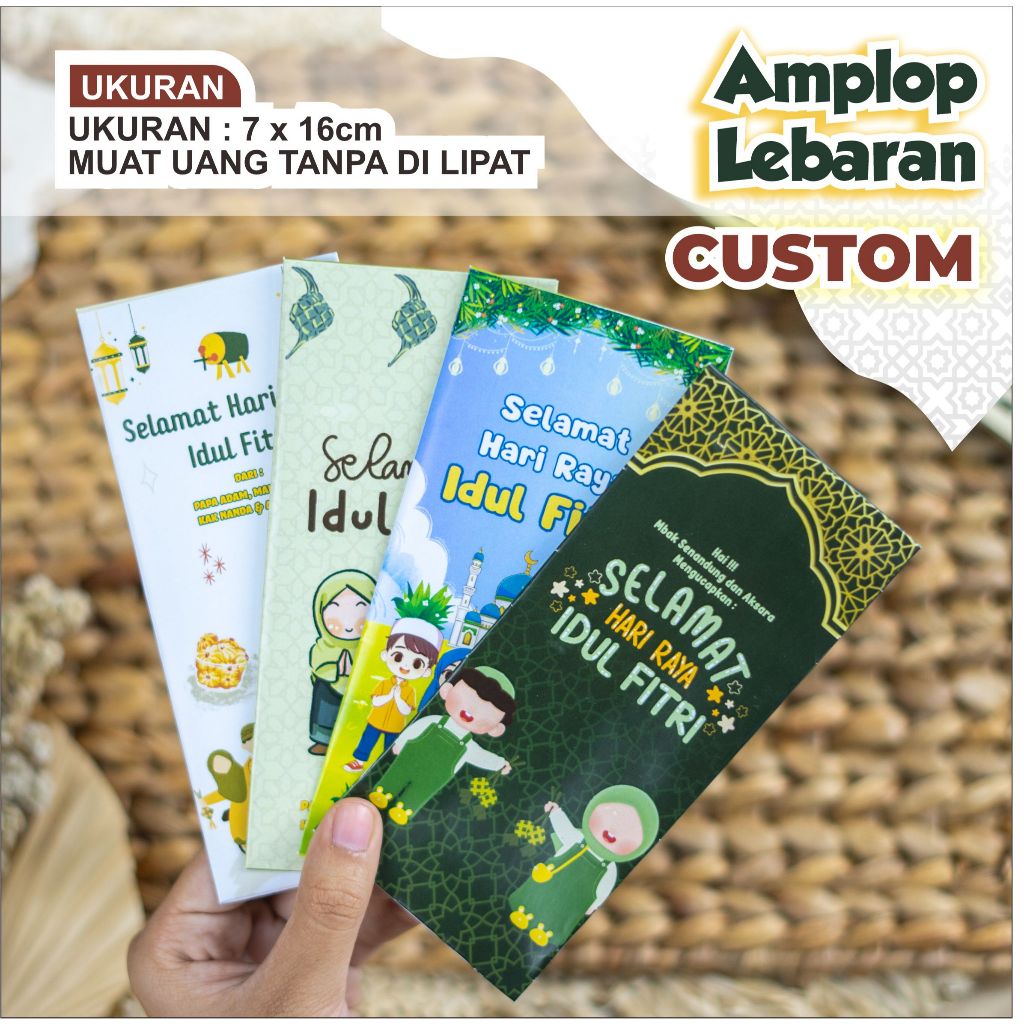 

Amplop Custom Hari Raya Idul Fitri Design FOTO dan NAMA, Desain Terbaru 2025 Isi 12 Pcs