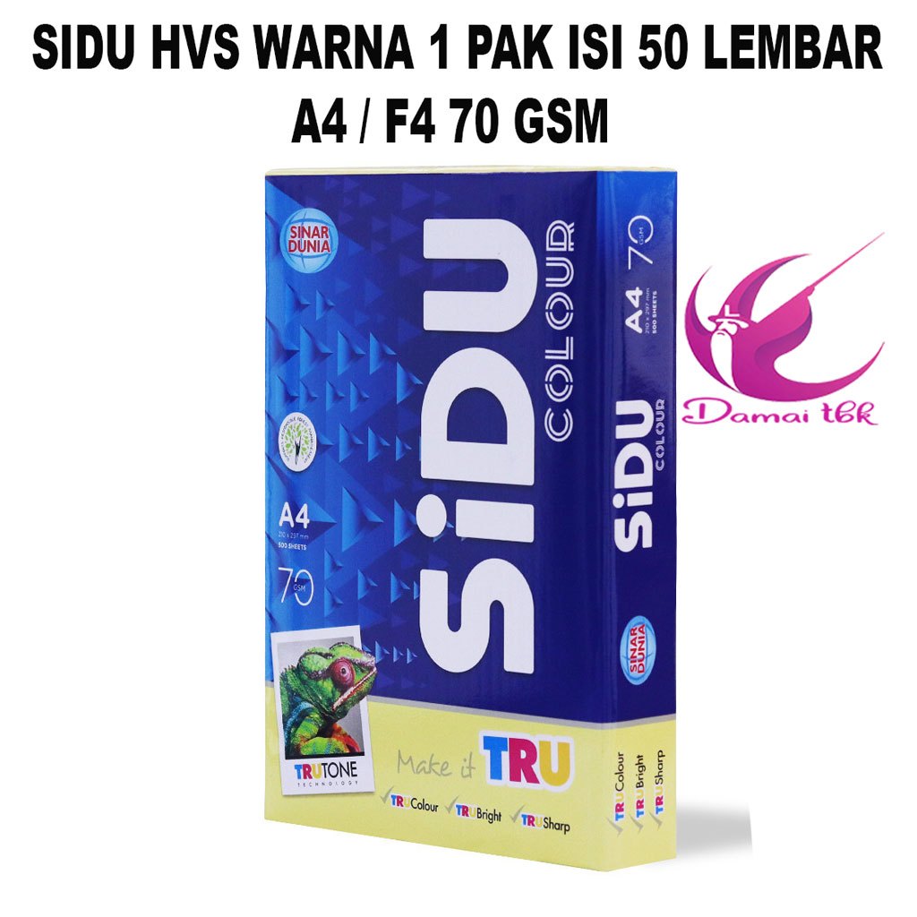 

Kertas HVS Warna SIDU F4 / A4 70 GSM ( 50 LEMBAR )