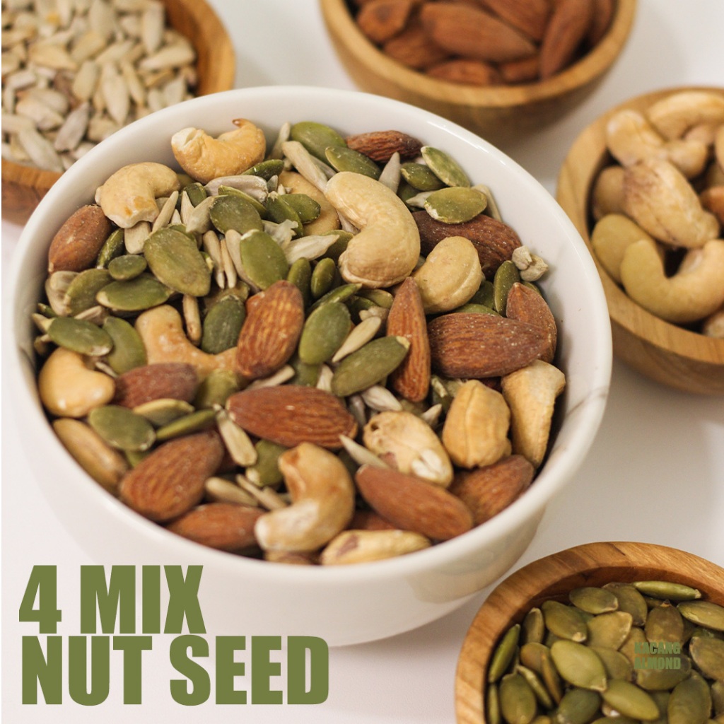 

MIX NUT SEED 1kg - Almond, Cashew, Pumpkin Seed, Sunflower Seed - Roasted