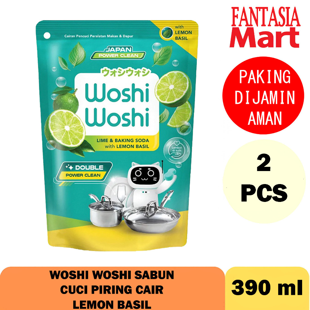 WOSHI WOSHI SABUN CUCI PIRING 390 ML PACK ISI 2 PCS FANTASIA DENGAN PAKING AMAN
