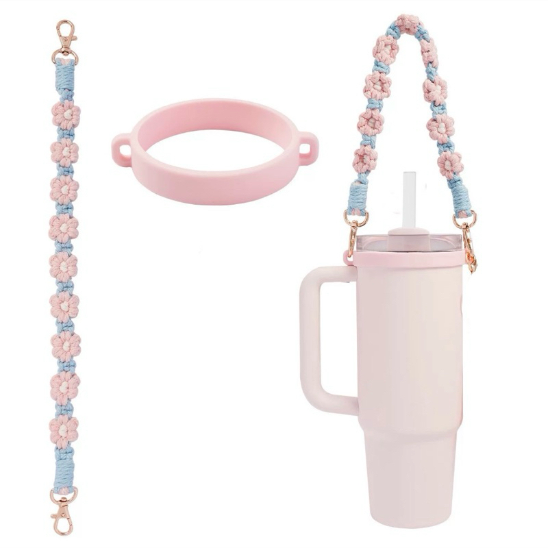 gantungan botol tumbler stanley tali jinjing bunga gantung pegangan jinjingan lucu hiasan aksesoris 