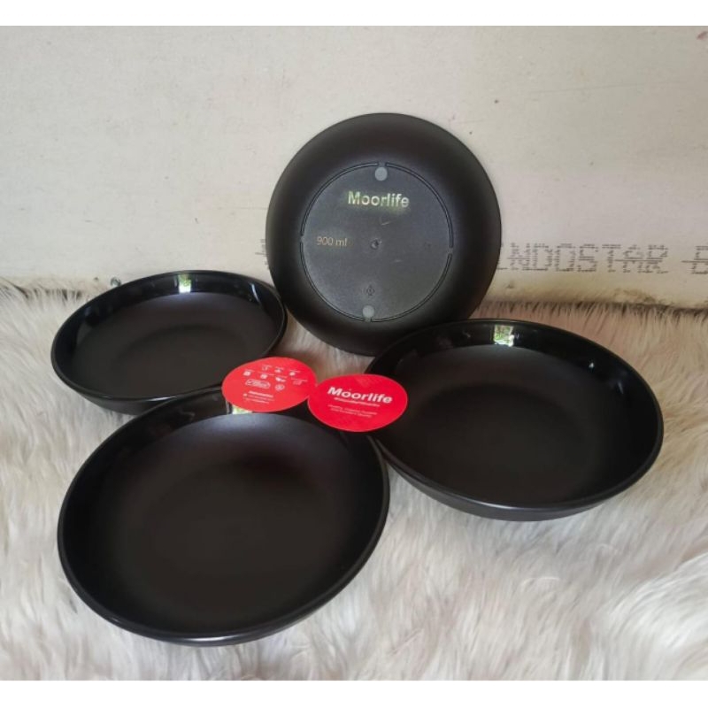 Teralite Moorlife isi 4pcs promo/Piring Moorlife Hitam isi 4pcs Original