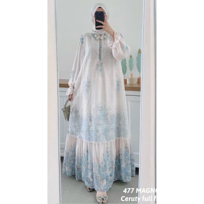 477MAGNOLIA DRESS LEBARAN GAMIS