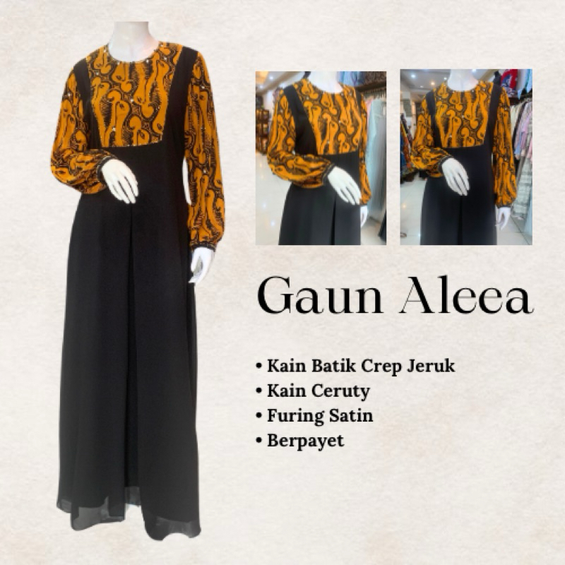 Gaun Aleea Sogan | Gaun Aleea Hitma Putih | Gaun Batik Klasik | Gaun Batik Berpayet | Gaun Batik Sim