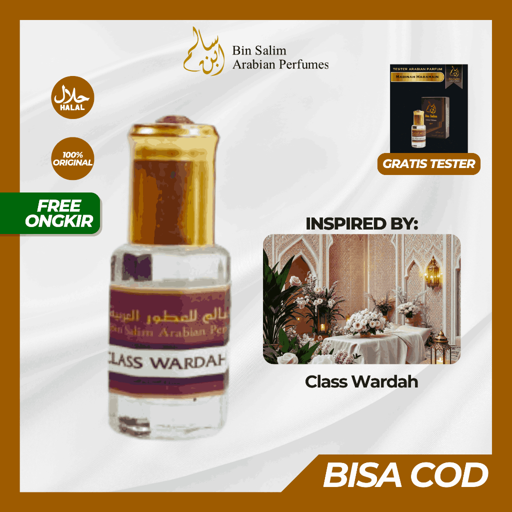 Parfum Arab Class Wardah 6 mL Bin Salim Minyak Wangi Non Alcohol Tahan Lama Parfum Sholat Roll On