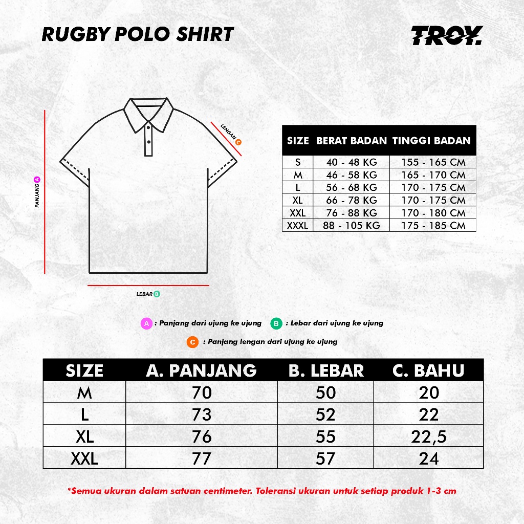 Troy Company Cotton Rugby Polo Shirt Black Wealth - Kaos Polo Hitam PR 3002