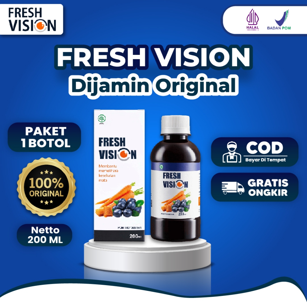 Fresh Vision Vitamin Obat Mata Original Halal Atasi Mata Minus Katarak Glukoma Buram Isi 200 ml
