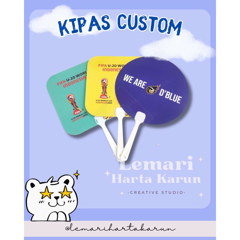 KIPAS CUSTOM PROMOSI / HANDFAN CUSTOM | KIPAS SOUVENIR LAMINASI - 2 SISI