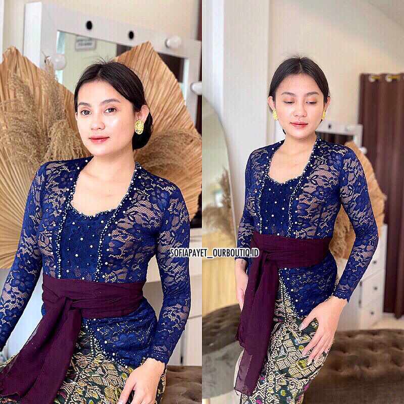 ONE SET KEBAYA BALI PAYET NAVY SET KEBAYA BALI JADI SOFIA SETELAN KEBAYA WISUDA SETELAN KEBAYA MEWAH