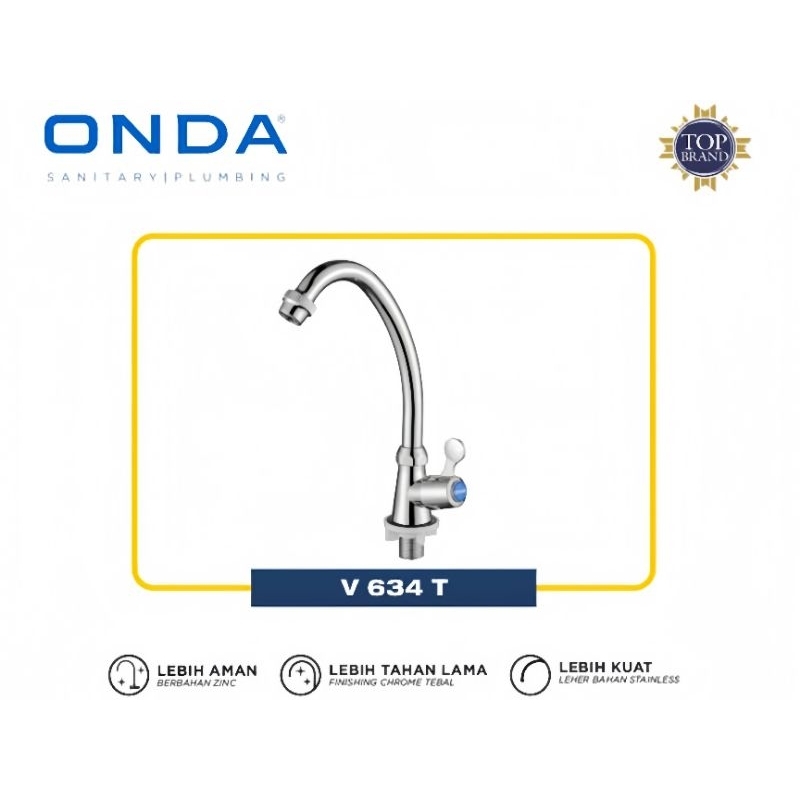 Kran Angsa wastafel Onda  V634T, Kran Angsa wastafel merk onda, Kran Onda Angsa