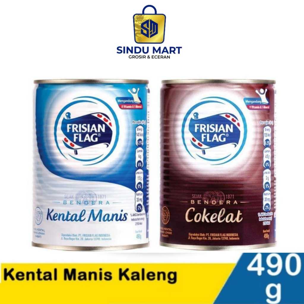 

susu frisian flag bendera kemasan kaleng 490 gram all varian coklat dan kental manis murah | shopee sindumart