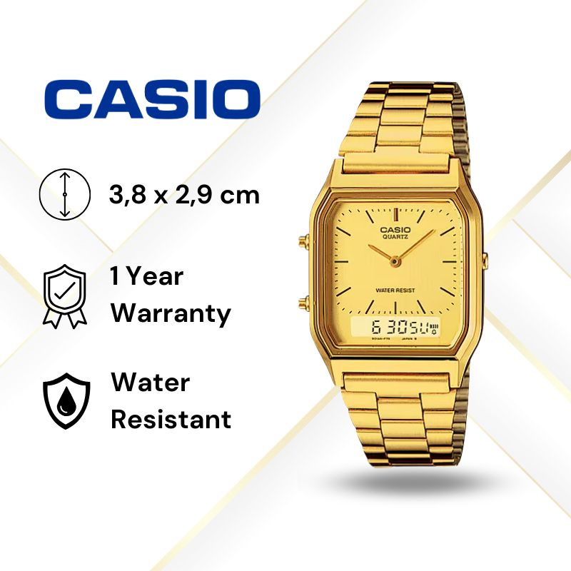 JAM TANGAN WANITA CASIO AQ-230GA-9 ORIGINAL - AQ230GA GOLD JAM TANGAN CASIO ORIGINAL