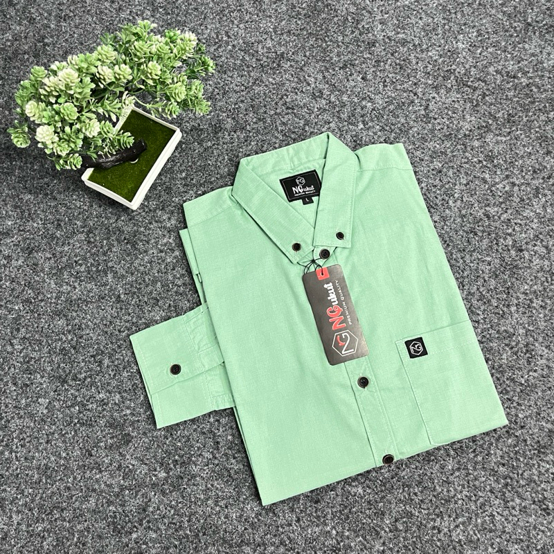 Kemeja Formal Kemeja Pria Lengan Panjang Kemeja Polos V Neck