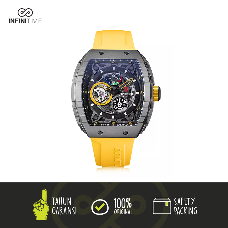 Jam Tangan Expedition E6782 E 6782 EXP 6782 Yellow Grey Pria Rubber Automatic
