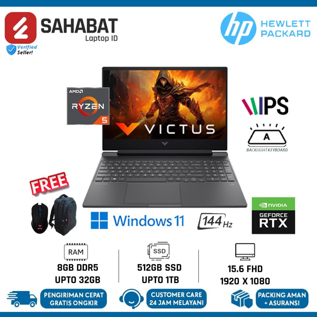 Laptop Gaming HP Victus 15 Amd Ryzen 5 8645H 32GB DDR5 1TB RTX4050 Full HD IPS 144Hz Windows 11