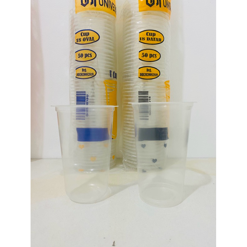 Gelas Cup 18oz Oval / 18oz Datar Isi 50 Pcs