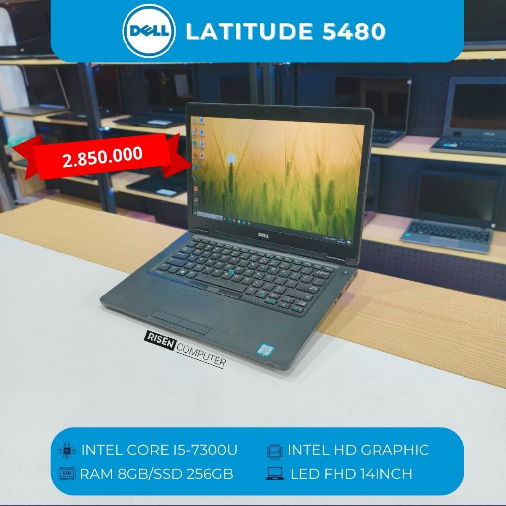 LAPTOP SECOND BERKUALITAS DELL Latitude 5480 Intel Core i5-7300U RAM 8GB SSD 256GB Notebook 14inch S