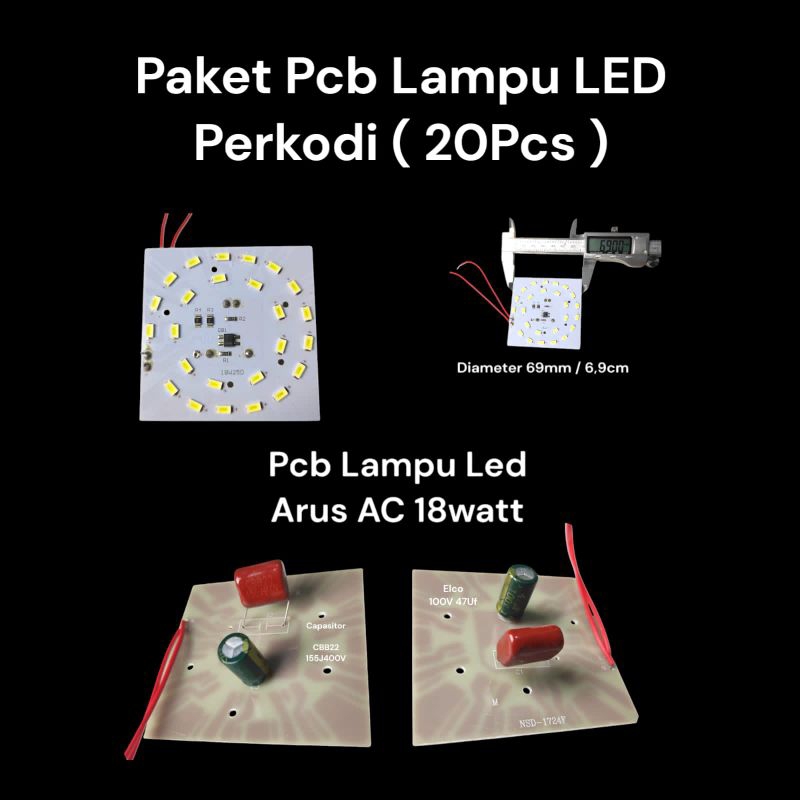 Pcb Lampu LED 18watt Perkodi Isi (20Pcs)