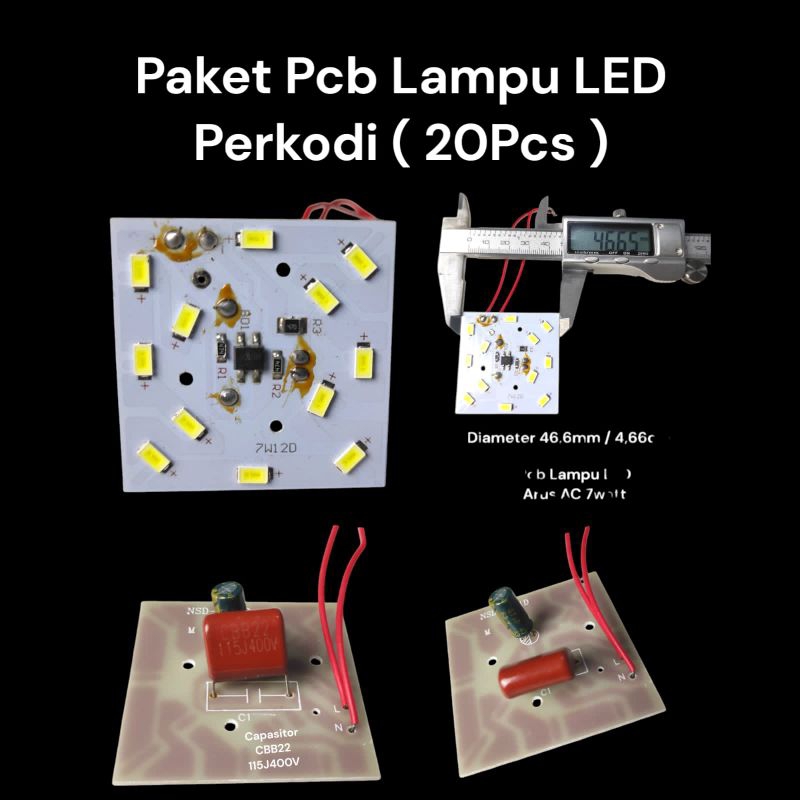 Pcb Lampu LED 7watt Perkodi Isi (20Pcs)