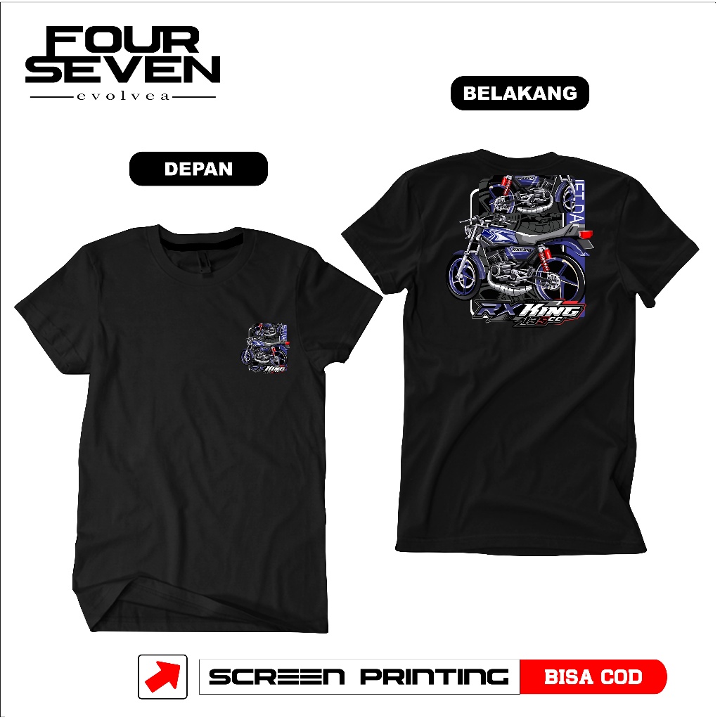 KAOS RX KING 135CC HITAM PUTIH KATUN COMBED
