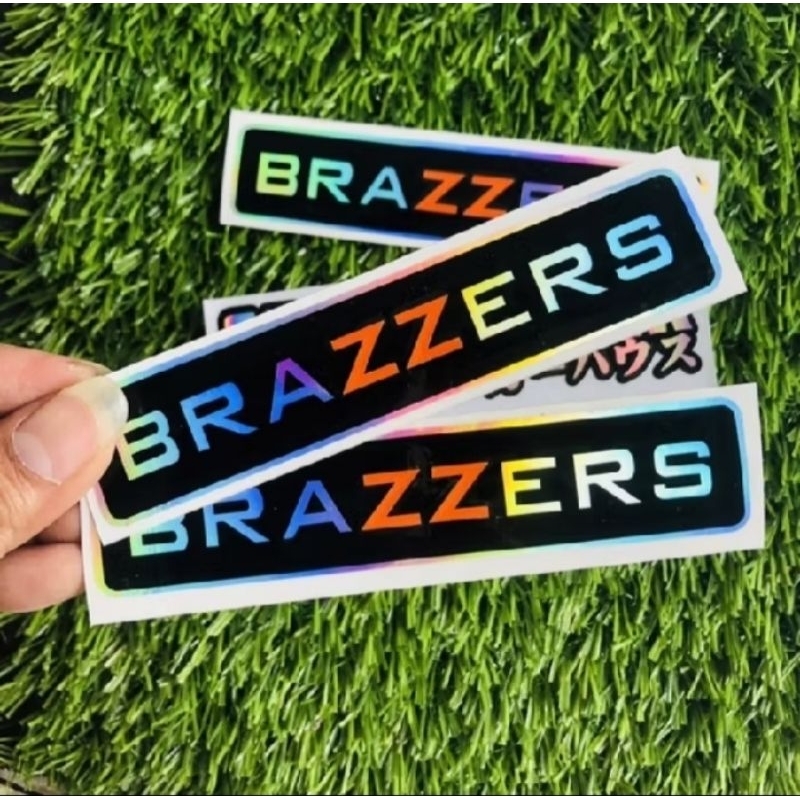 Sticker cutting BRAZZERS stiker hologram viral