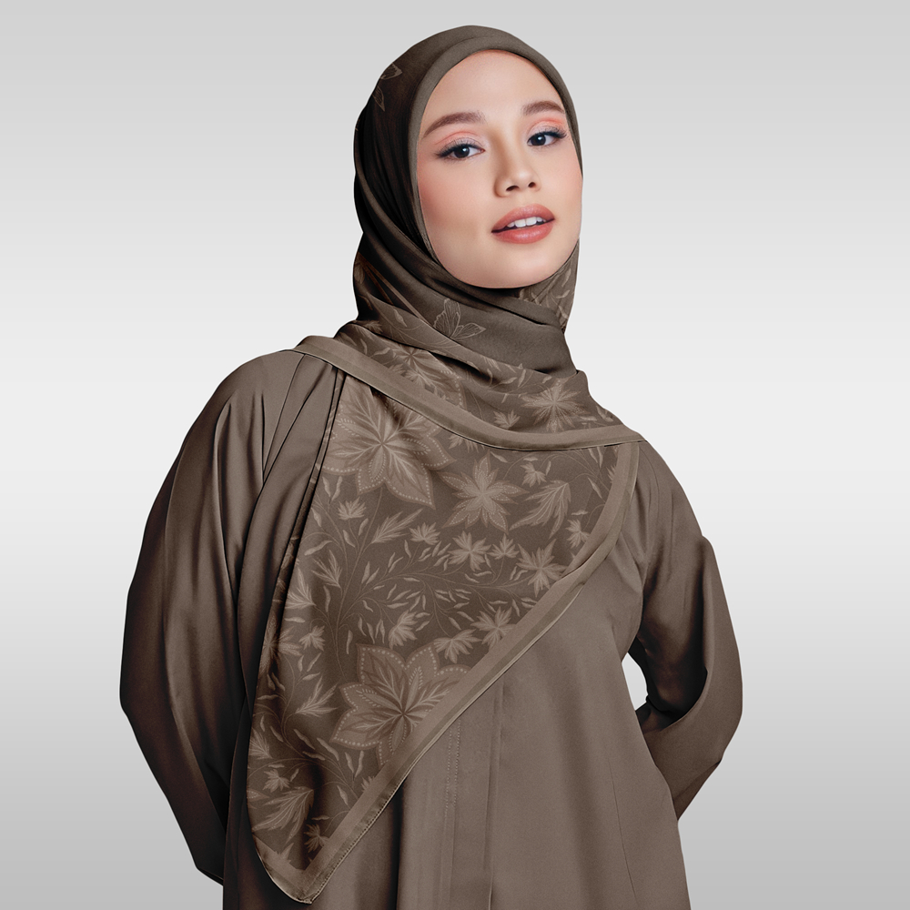 Yuliana Fashion - Hijab Segi Empat Motif Syar'i 130x130 Voal Sublime Premium Shakal A114