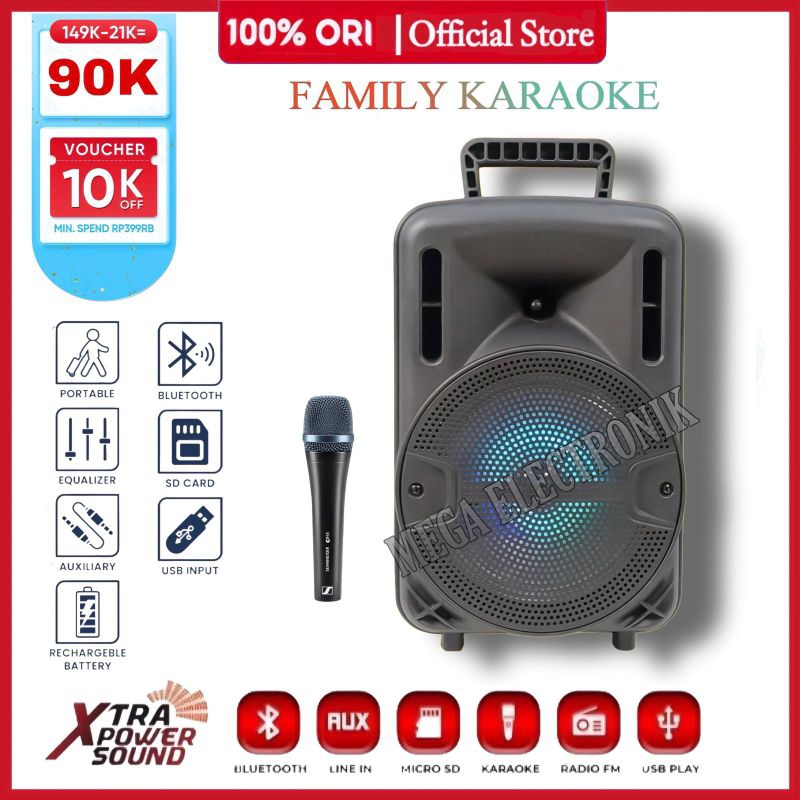 Speaker Bluetooth Karaoke Super Bass Ukuran Jumbo Bonus Mic Party Light Salon Louspeker Aktif Besar
