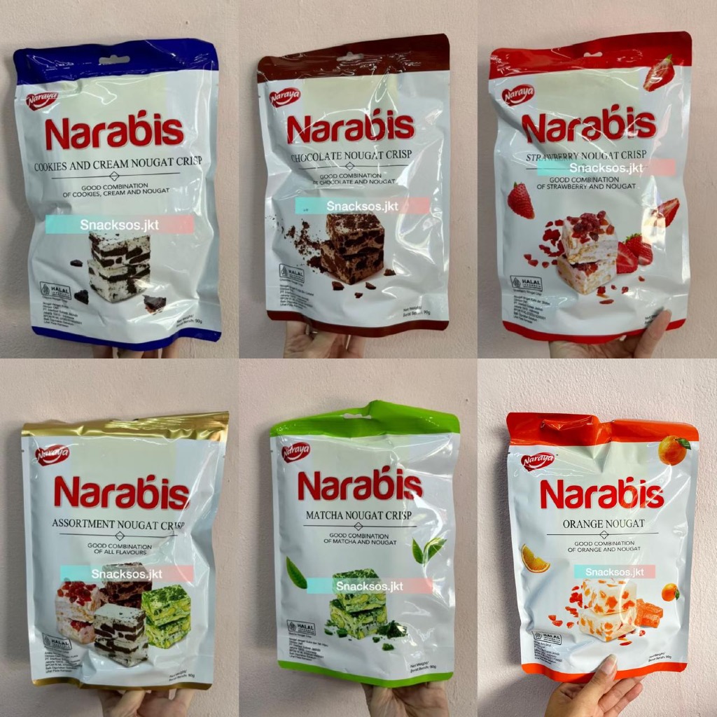 

[SMALL 90GR] NARAYA NARABIS NOUGAT CRISP CHOCOLATE / ORANGE / STRAWBERRY / COOKIES AND CREAM / MATCHA / ASSORTMENT