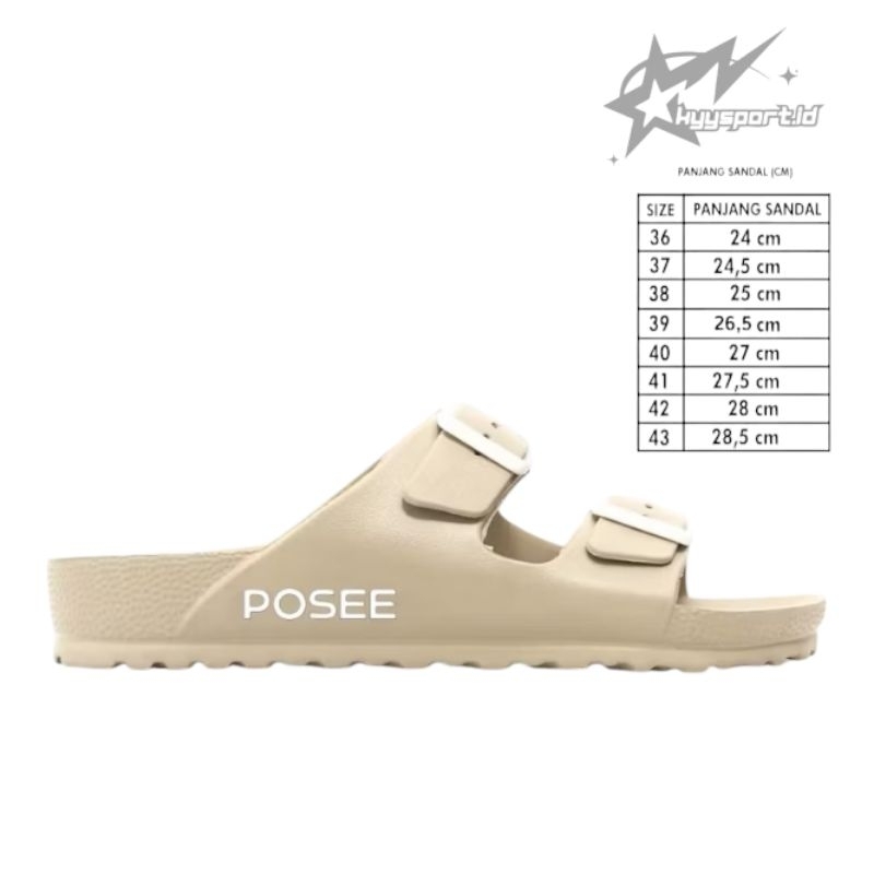 Sandal Wanita Posee Terbaru Sandal Slop Posee Doble Strap Karet Sandal Cewek Posee