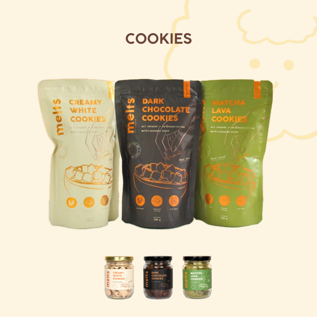 

COOKIES by Melts | Varian : Dark Chocolate, Matcha, Vanilla Pouch 40g 120g Jar 60g Plant Based Vegan Cereal Sereal Snack Kukis Biskuit Kue Wafer Sehat Coklat Cokelat Vanila Green Tea Greentea