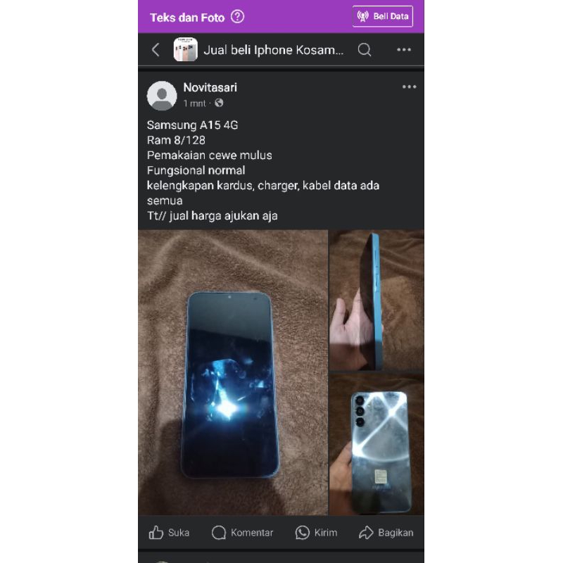 hp Samsung galaxy a15 second like New
