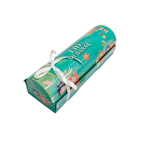 

10 Pcs Kotak Dus Kue Bolu Gulung Hampers Eid Mubarak Ukuran 30x10x9cm Motif Lebaran Tosca