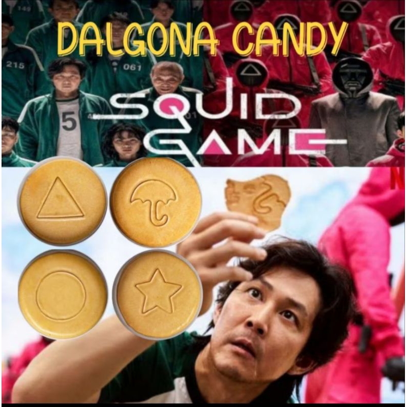 

PERMEN DALGONA CANDY SQUID GAME BESAR DIAMETER 9,5 CM