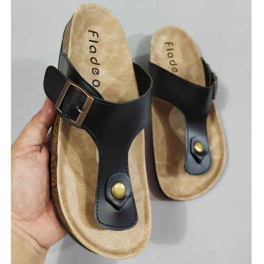 {BISA COD} Sandal Puyuh Cowok/Cewek Japit Fladeo Sandal Kulit Original