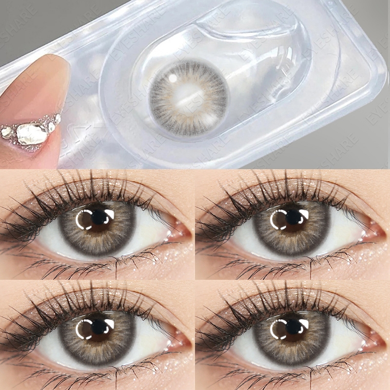 【✅COD】softlens normal OMG Sepasang lensa kontak Warna Diameter 14.0mm soflen soflens Grey brown 12bu
