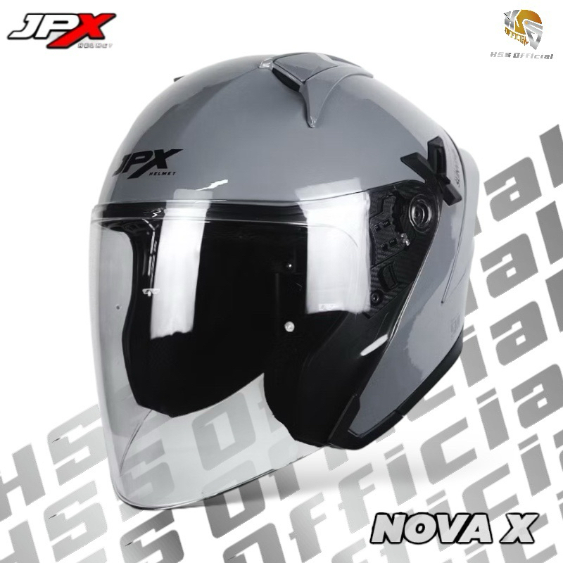 Helm JPX Nova X Solid DARK GREY GLOSSY Helm Half Face SNI