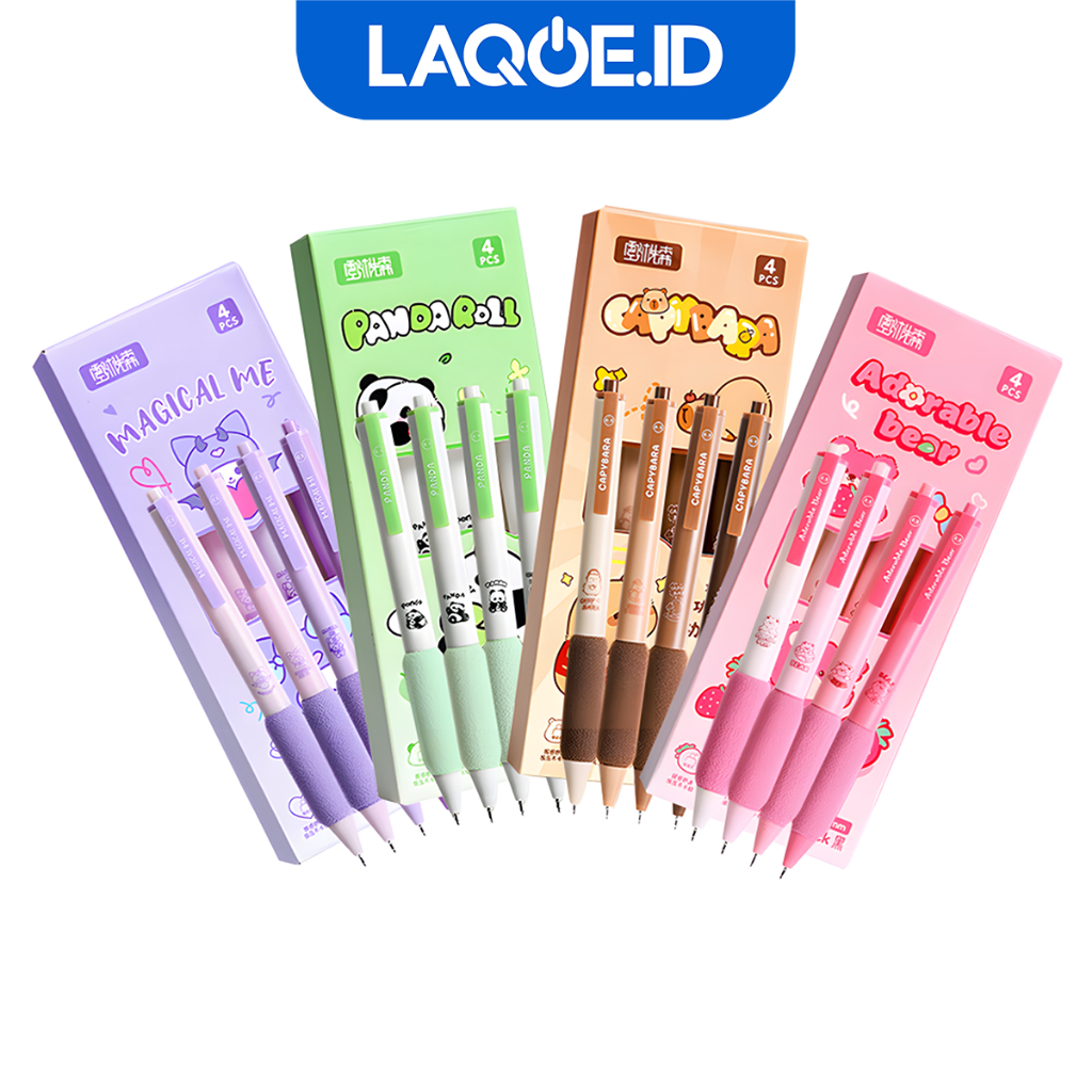 

Pulpen Mekanik Aesthetic Gel Pen Karakter Set Pena Box Isi 4 Lucu Alat Tulis Stationery ATK3002