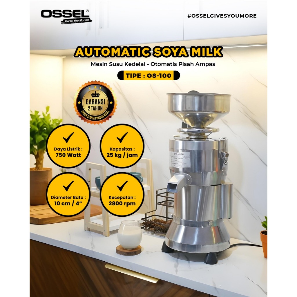 OSSEL Mesin Pembuat Susu Kedelai Otomatis Soya Bean Machine Mesin Penggiling Kedelai Soya OSSEL