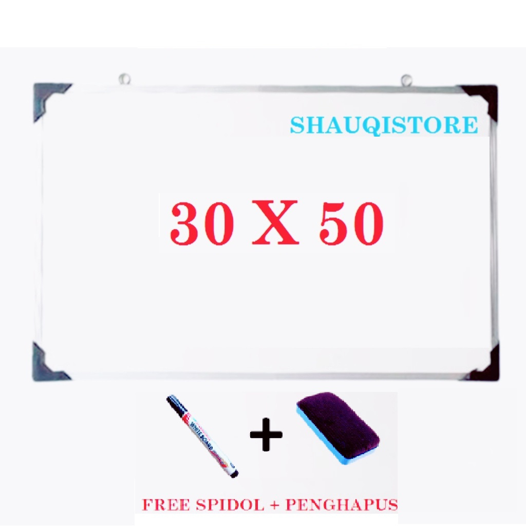 

(FREE SPIDOL DAN PENGHAPUS) Papan Tulis Spidol dan Kapur Whiteboard / Blackboard Ukuran 40X60, 30X50, 50X70, 60X80 BACA DESKRIPSI!!