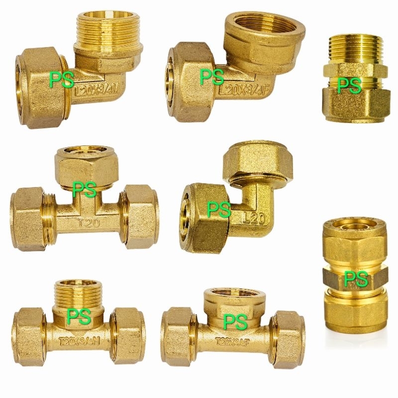 Nepel Sambungan Pipa Air Panas Dingin Kuningan 3/4" Water Heater Tee Shower Elbow L Sock Sok Soket D