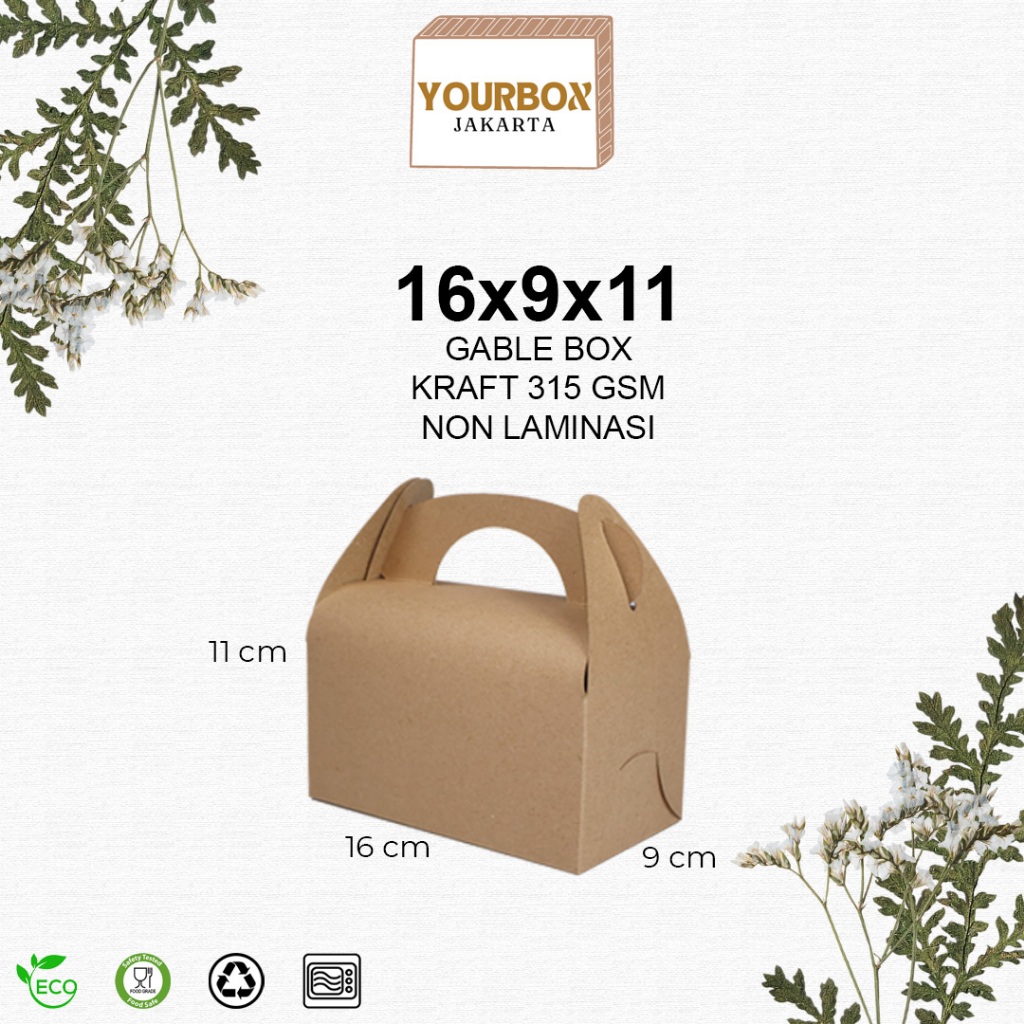 

Gable Box Hampers Souvenir Gift Pack Snack 16x9x11 Non Laminasi