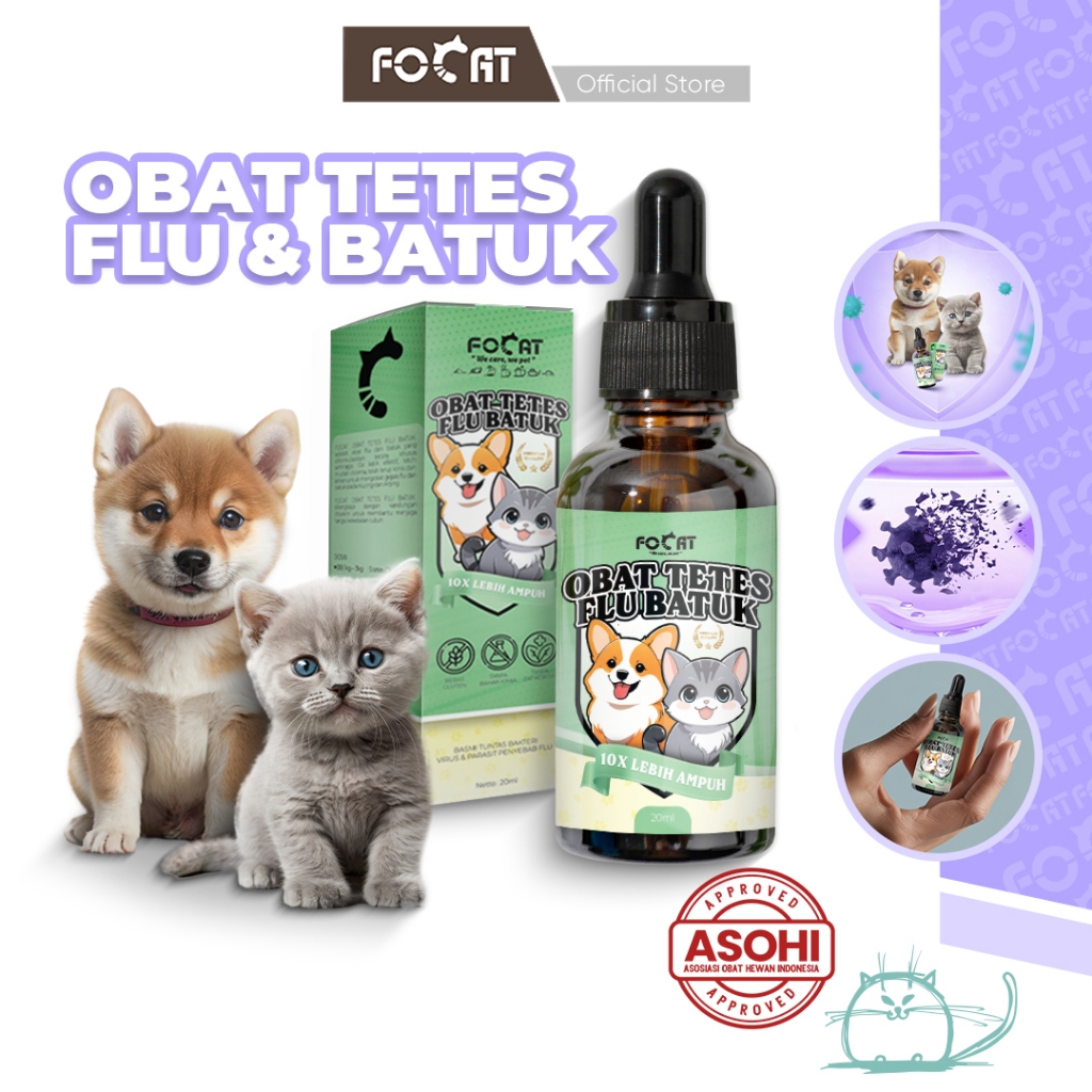 [ASOHI CERTIFIED] FOCAT Obat Tetes Flu Batuk Kucing Anjing N36 Obat Pilek Bersin Hewan Peliharaan
