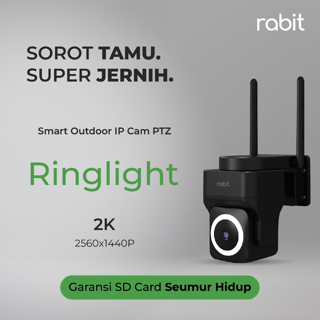 RABIT SMART IP CCTV WIFI CAMERA OUTDOOR PTZ RINGLIGHT FULL HD KAMERA 4 MP