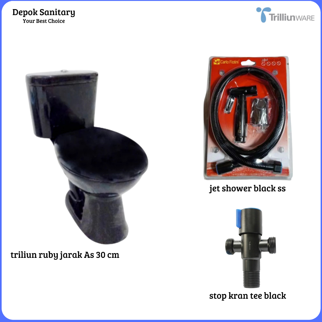 CLOSET DUDUK HITAM TRILLIUNWARE  DUAL FLUSH
