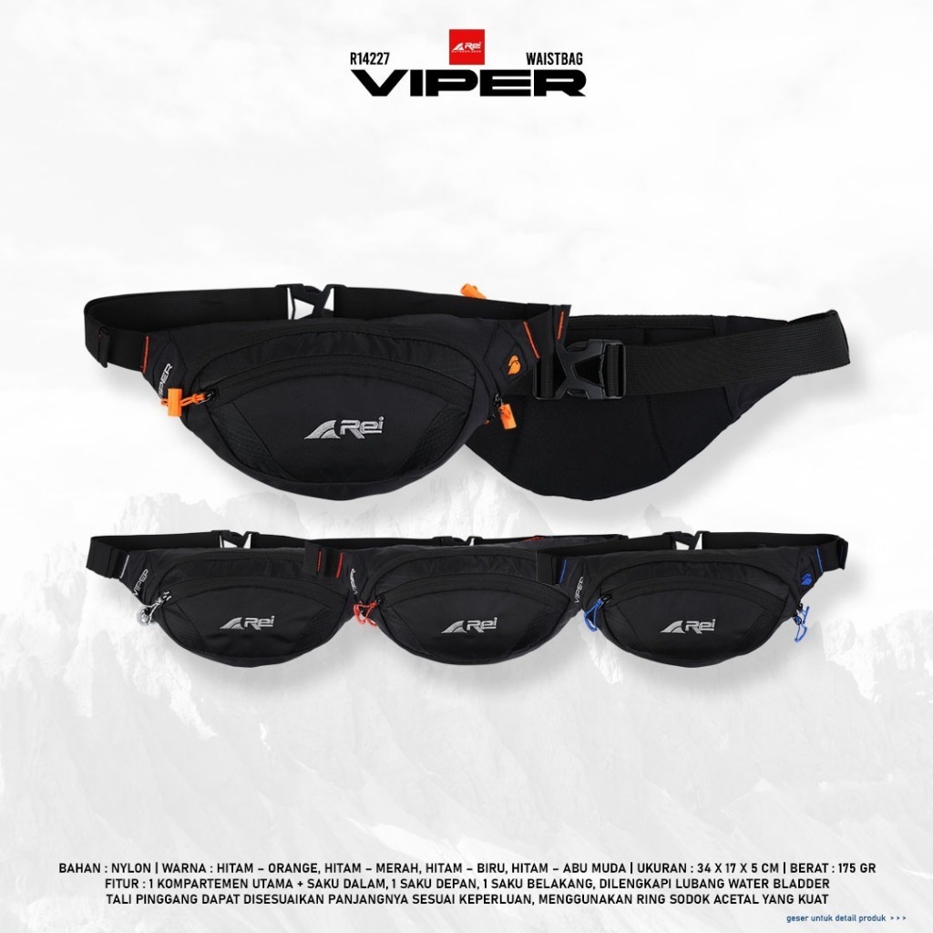 WAISTBAG AREI VIPER TAS PINGGANG AREI OUTDOORGEAR TAS SLEMPANG UNISEX