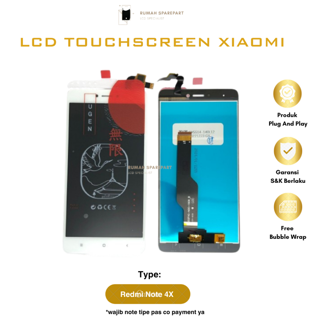 LCD + Touchscreen Xiaomi Redmi Note 4x Black & White Snapdragon Ori Full Set