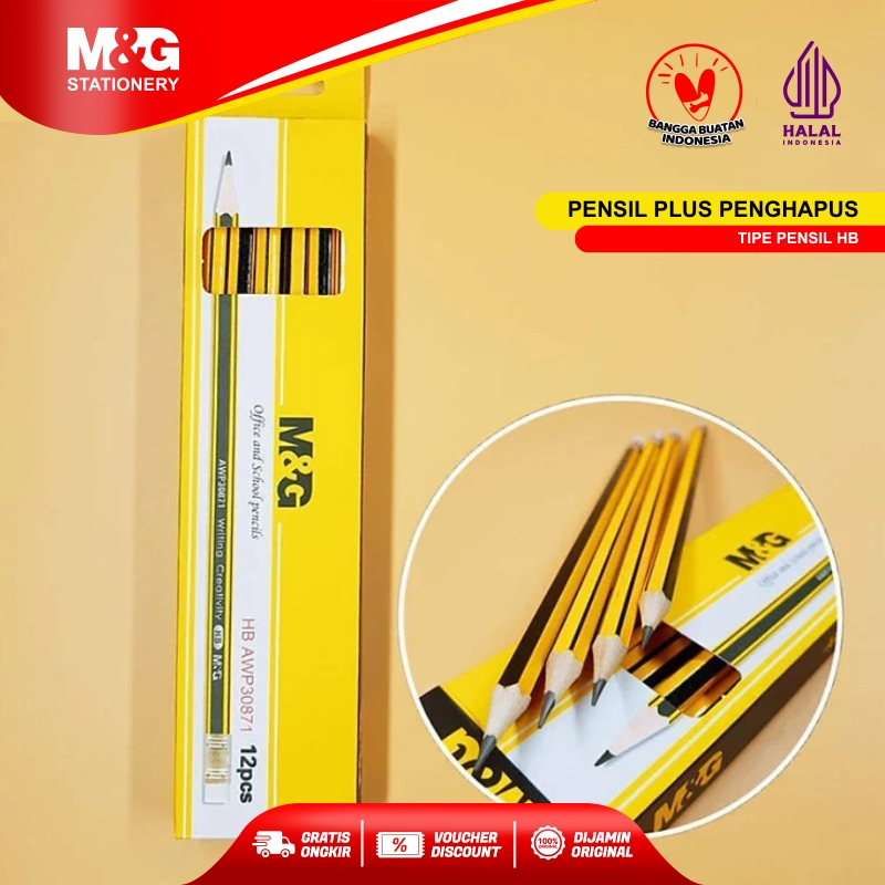 

M&G Pensil HB Plus Penghapus Desain Classic Isi 1/3/5 Pcs Cocok untuk Menulis dan Menggambar Tidak Mudah Patah Kualitas Profesional