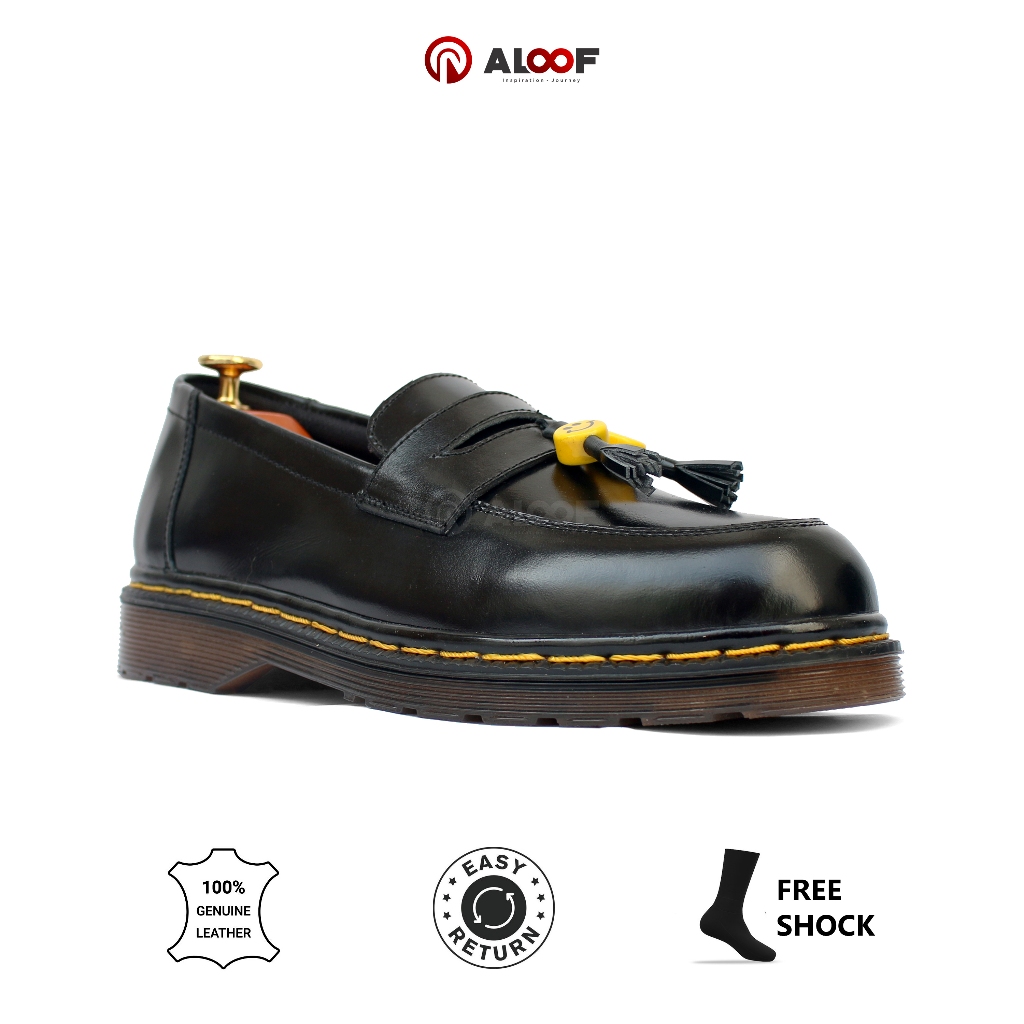 BIG SALE 38-45 ALOOF SMILE - SEPATU LOAFERS TASSEL PRIA ORIGINAL SLIP ON KULIT ASLI