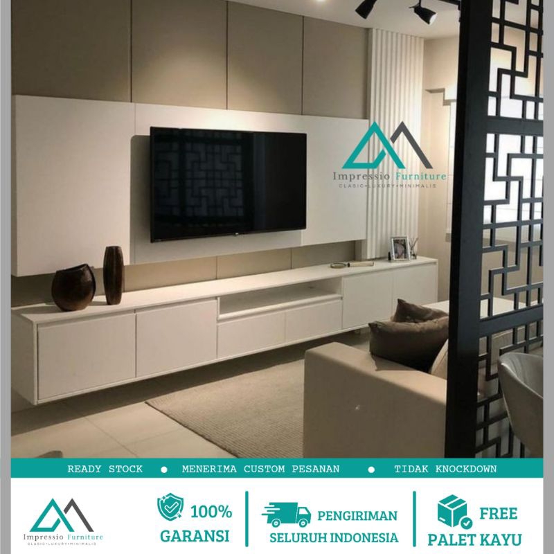 Meja tv gantung minimalis modern Panjang 180x30x30 /Rak TV/Kabinet TV
